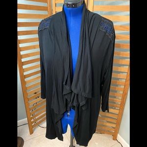 💥💥NWOT Black waterfall cardigan lace sweater plus XL